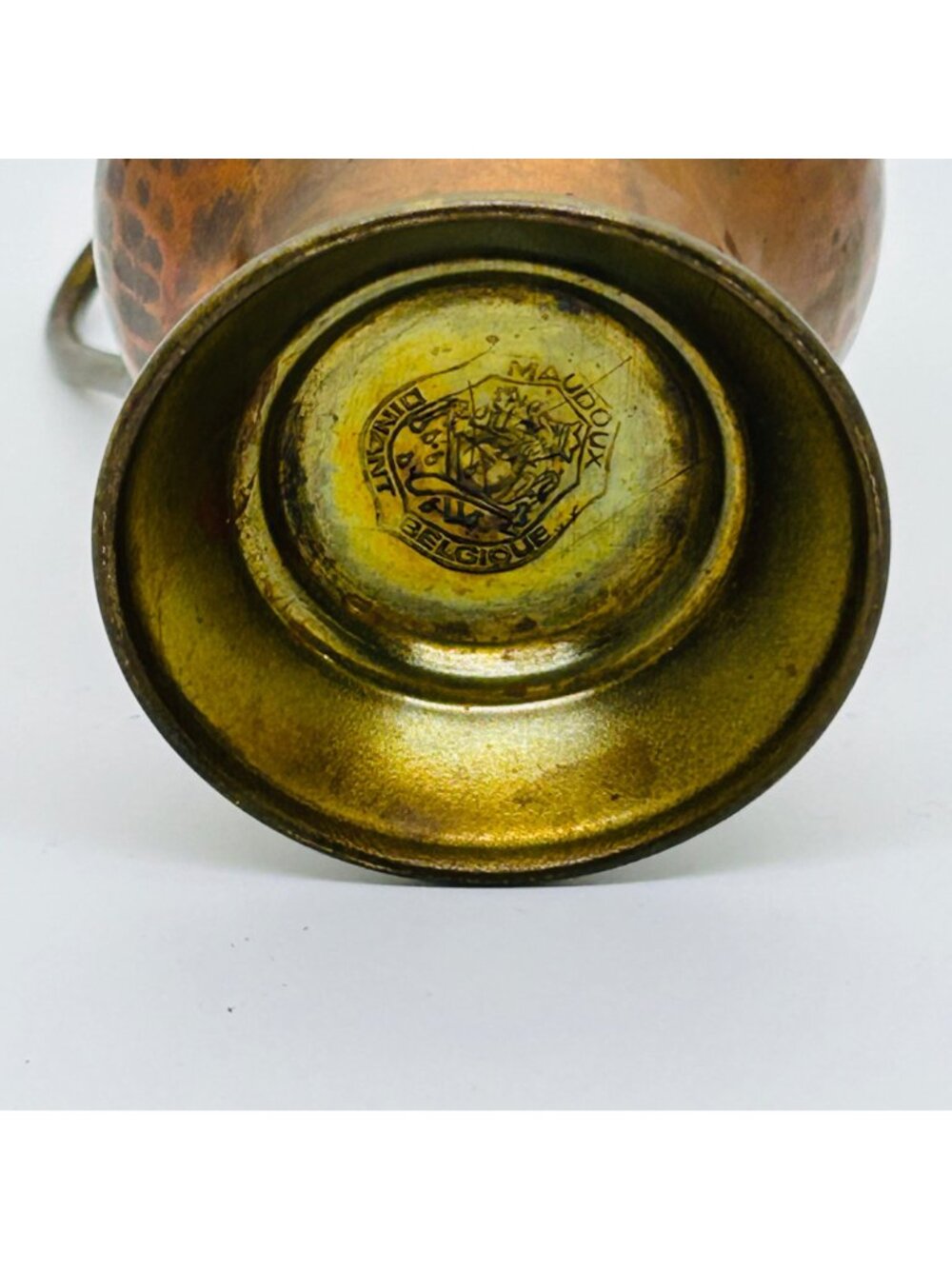 Vintage Maudoux Dinant Belgium Copper Brass Pitcher Antique Dinanderie Jug - Picture 5 of 10